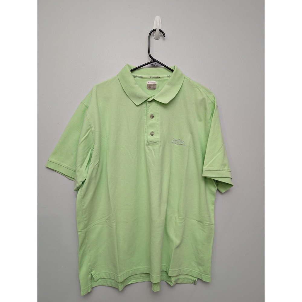 X1 COLUMBIA SPORTSWEAR CASUAL POLO SHIRT  Green Mens  XXL Cotton fishing